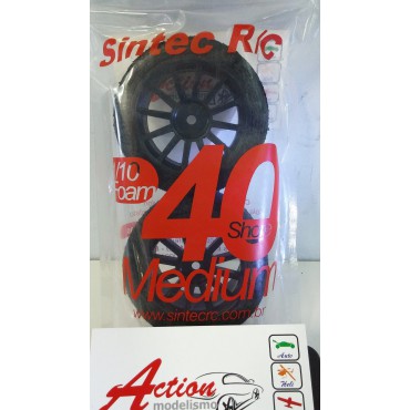 PAR RODAS STOCK PRETA PNEUS ESPUMA MÉDIO LARGURA 30mm CUBO SEXTAVADO 12mm SINTEC SF208